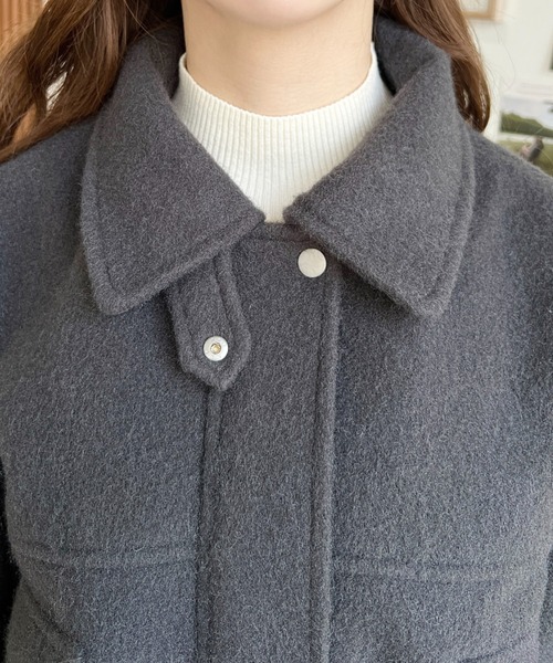 セール】フェイクウールモッサ2WAYアレンジカラーショートブルゾン