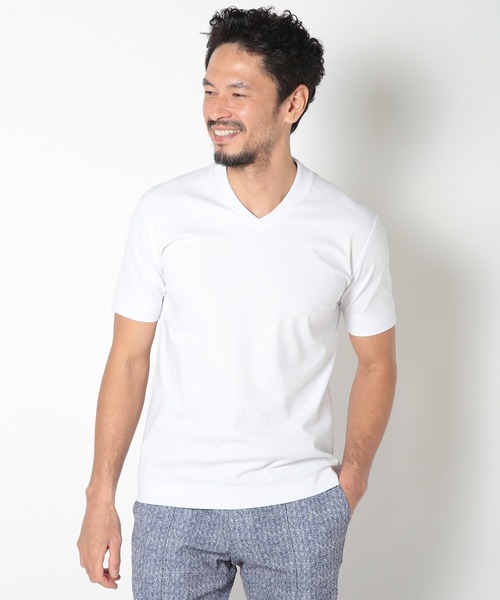 【ACTIVE TAILOR】COOL TOUCH シルケットスムースVネックT<接触冷感>(Tシャツ/カットソー)|MEN'S BIGI(メンズビギ) 【ACTIVE TAILOR】COOL TOUCH シルケットスムースVネックT<接触冷感>(Tシャツ/カットソー)|MEN'S BIGI(メンズビギ)