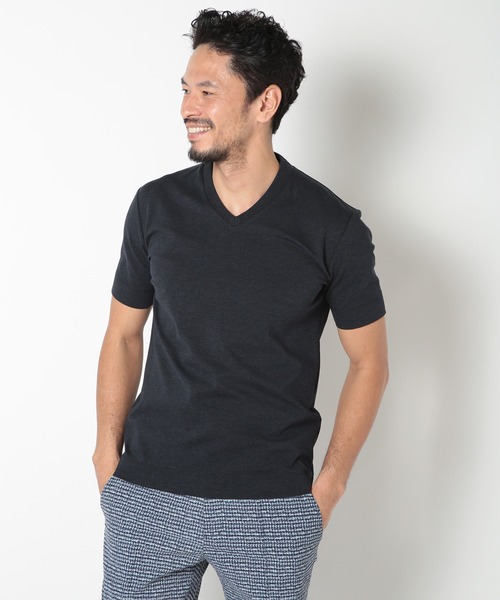 【ACTIVE TAILOR】COOL TOUCH シルケットスムースVネックT<接触冷感>(Tシャツ/カットソー)|MEN'S BIGI(メンズビギ) 【ACTIVE TAILOR】COOL TOUCH シルケットスムースVネックT<接触冷感>(Tシャツ/カットソー)|MEN'S BIGI(メンズビギ)