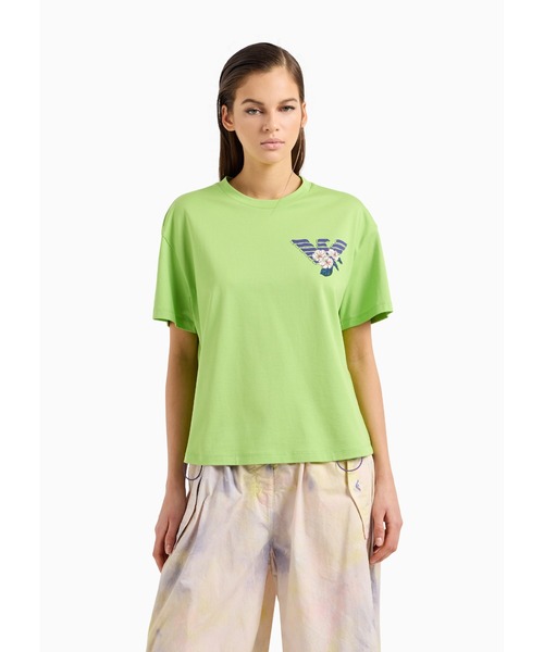 EMPORIO ARMANI(エンポリオアルマーニ)の「【エンポリオ アルマーニ】Emporio Armani Sustainability Values Capsule Collection Tシャツ オーガニックジャージー プリント(Tシャツ/カットソー・レディース・ライトグリーン・LARGE/MEDIUM/SMALL)」の4枚目の写真