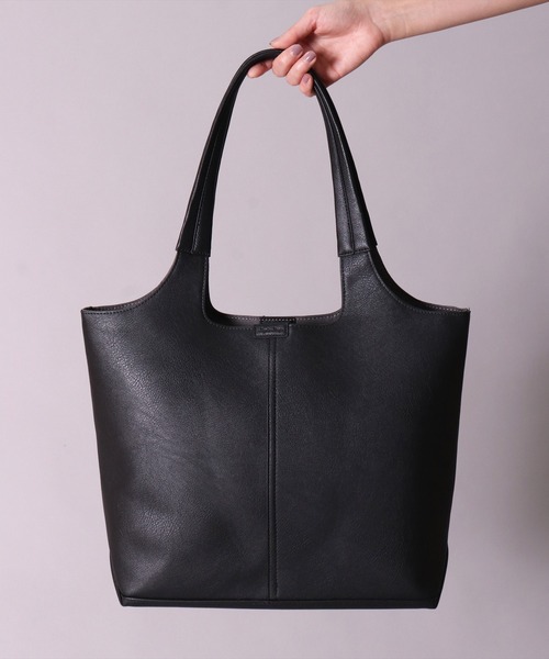 Legato Largo（レガートラルゴ）の「(LF)【Legato Largo】ネオノスタルジック フェイクレザー A4 トートバッグ（トートバッグ・レディース・ブラック/ライトグレー/グレイッシュベージュ・ONE SIZE）」の10枚目の写真