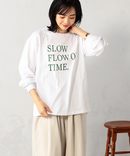 FOUND GOOD(ファウンドグッド)の「ナガモッTEE ロゴプリント長袖Tシャツ(Tシャツ/カットソー・レディース・ピンク系2/グレー系8/ホワイト系5/ホワイト系6・S/M/L)」の3枚目の写真