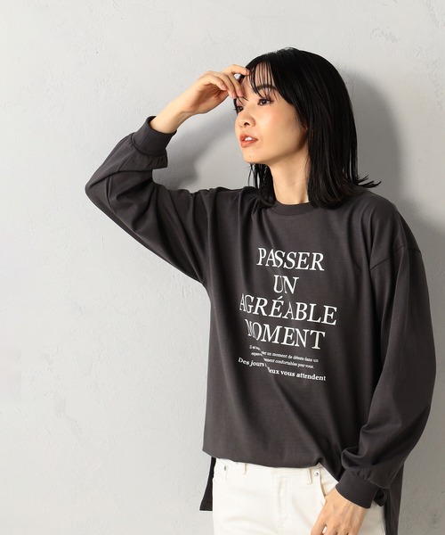 FOUND GOOD(ファウンドグッド)の「ナガモッTEE ロゴプリント長袖Tシャツ(Tシャツ/カットソー・レディース・ピンク系2/グレー系8/ホワイト系5/ホワイト系6・S/M/L)」の4枚目の写真