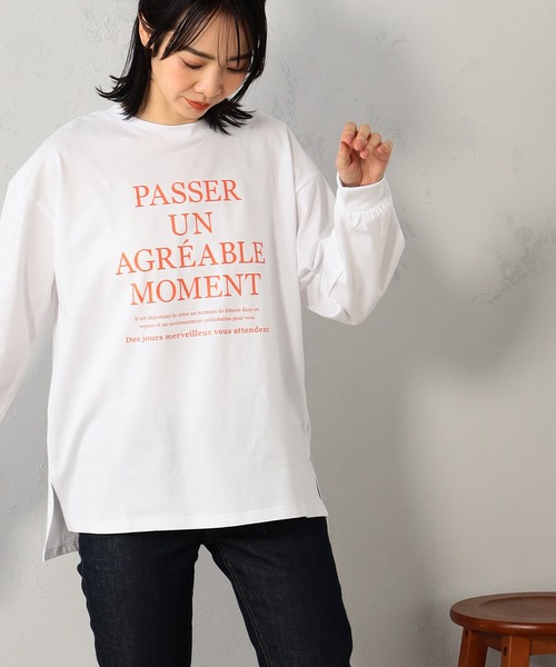FOUND GOOD(ファウンドグッド)の「ナガモッTEE ロゴプリント長袖Tシャツ(Tシャツ/カットソー・レディース・ピンク系2/グレー系8/ホワイト系5/ホワイト系6・S/M/L)」の5枚目の写真