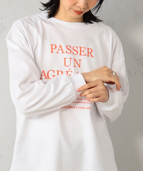 FOUND GOOD(ファウンドグッド)の「ナガモッTEE ロゴプリント長袖Tシャツ(Tシャツ/カットソー・レディース・ピンク系2/グレー系8/ホワイト系5/ホワイト系6・S/M/L)」の6枚目の写真