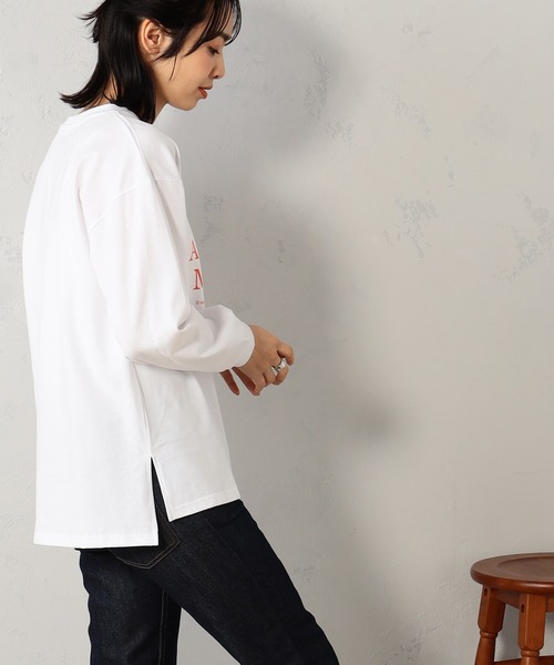 FOUND GOOD(ファウンドグッド)の「ナガモッTEE ロゴプリント長袖Tシャツ(Tシャツ/カットソー・レディース・ピンク系2/グレー系8/ホワイト系5/ホワイト系6・S/M/L)」の8枚目の写真