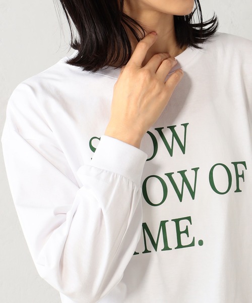 FOUND GOOD(ファウンドグッド)の「ナガモッTEE ロゴプリント長袖Tシャツ(Tシャツ/カットソー・レディース・ピンク系2/グレー系8/ホワイト系5/ホワイト系6・S/M/L)」の11枚目の写真