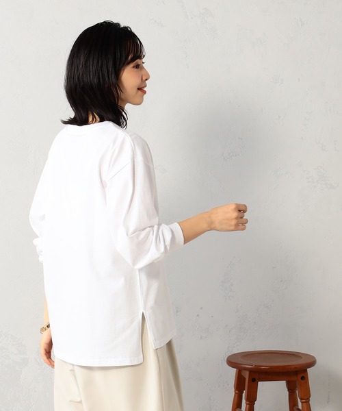 FOUND GOOD(ファウンドグッド)の「ナガモッTEE ロゴプリント長袖Tシャツ(Tシャツ/カットソー・レディース・ピンク系2/グレー系8/ホワイト系5/ホワイト系6・S/M/L)」の12枚目の写真