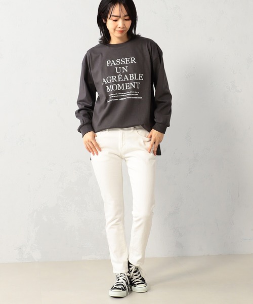 FOUND GOOD(ファウンドグッド)の「ナガモッTEE ロゴプリント長袖Tシャツ(Tシャツ/カットソー・レディース・ピンク系2/グレー系8/ホワイト系5/ホワイト系6・S/M/L)」の13枚目の写真