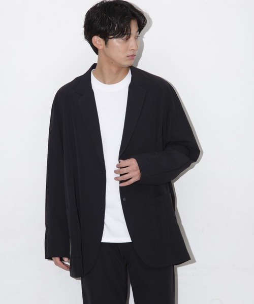 合繊リラックスラグランスリーブラペルジャケット（テーラード