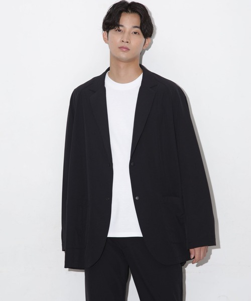 合繊リラックスラグランスリーブラペルジャケット（テーラード