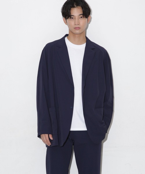 合繊リラックスラグランスリーブラペルジャケット（テーラード