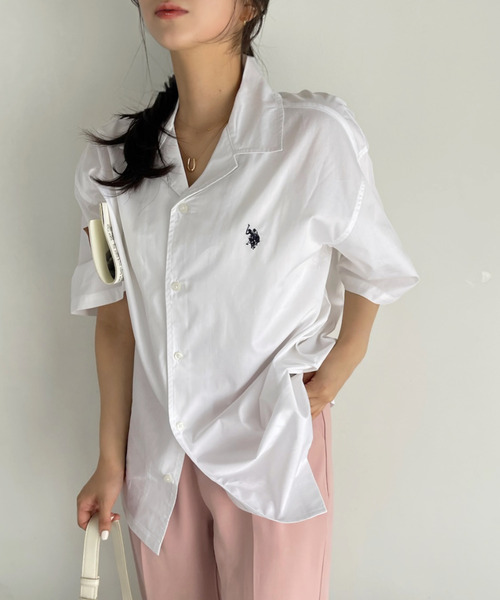U.S. POLO ASSN.(ユーエスポロアッスン)の「U.S. POLO ASSN. オープンカラー ショートスリーブ シャツ(シャツ/ブラウス・レディース・ホワイト/ブラック/ネイビー・M/L)」の14枚目の写真