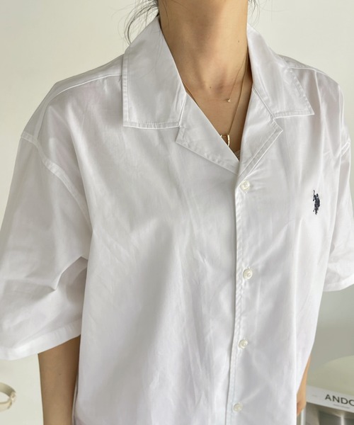 U.S. POLO ASSN.(ユーエスポロアッスン)の「U.S. POLO ASSN. オープンカラー ショートスリーブ シャツ(シャツ/ブラウス・レディース・ホワイト/ブラック/ネイビー・M/L)」の12枚目の写真