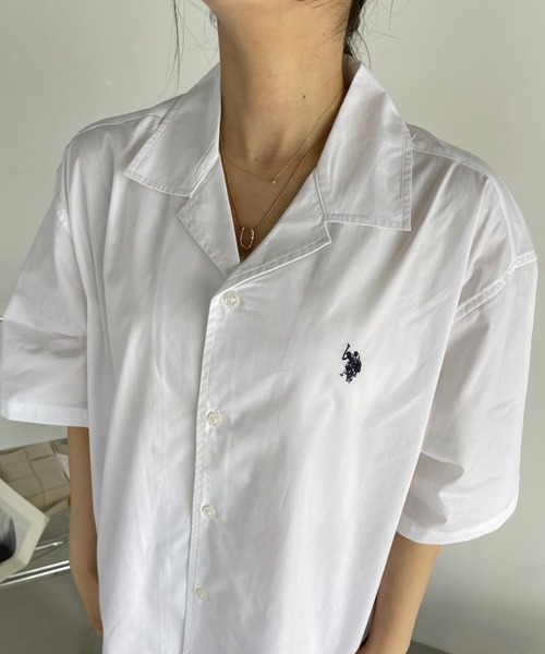 U.S. POLO ASSN.(ユーエスポロアッスン)の「U.S. POLO ASSN. オープンカラー ショートスリーブ シャツ(シャツ/ブラウス・レディース・ホワイト/ブラック/ネイビー・M/L)」の4枚目の写真