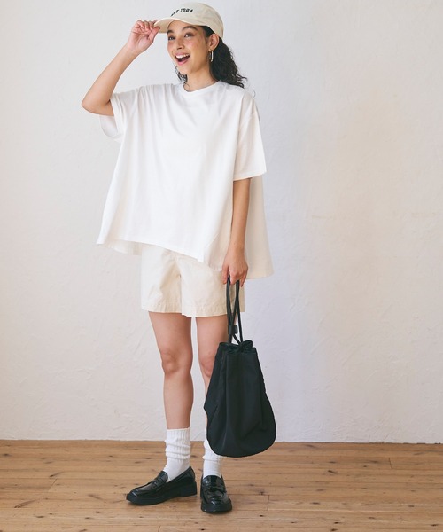 coca(coca)(コカ)の「【WEB限定セール】バックフレアコットンTシャツ(Tシャツ/カットソー・レディース・チャコール/その他1/ホワイト・M/L)」の6枚目の写真