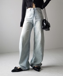 me+em select(~[ZNg)́y IׂRTCY zVo[CXg[Be[W[Yfj ^ silver rhinestone vintage loose denim(fjpc)