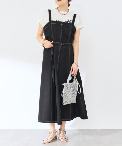 un dix cors（アンディコール）の「ストレッチデニムジャンスカ（ジャンパースカート・レディース・ブルー/ブラック・FREE）」の7枚目の写真