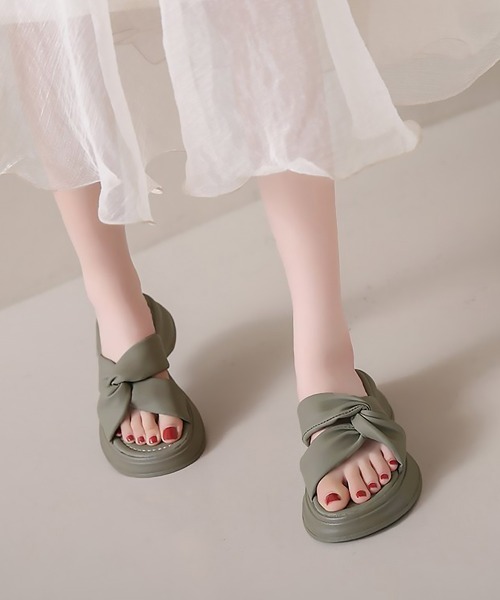 セール】厚底サンダル ミュールサンダル 美脚 夏（サンダル