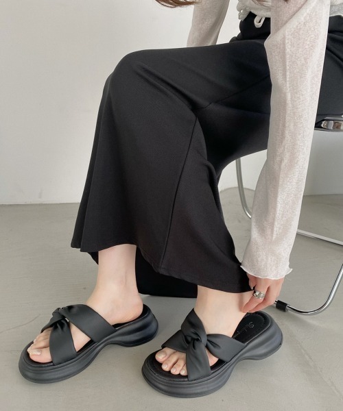 セール】厚底サンダル ミュールサンダル 美脚 夏（サンダル