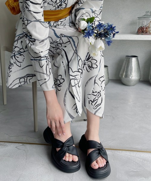 人気✨MANA(38)ミュール 厚底 レザー サンダル SANDAL