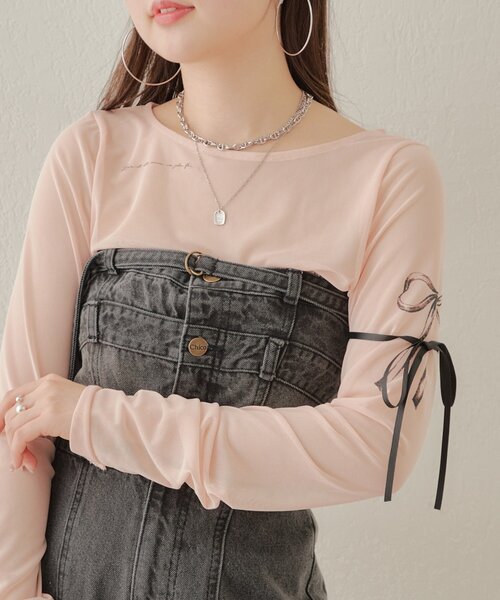 Chico(チコ)の「リボンシアーT(Tシャツ/カットソー・レディース・ブラック/ベージュ/ホワイト・FREE)」の8枚目の写真