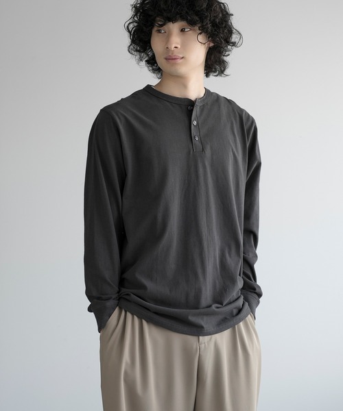 aimoha（アイモハ）の「aimoha men CLASSIC HENLEY LONG SLEEVE（Tシャツ/カットソー・メンズ・グレー/ブラック/ホワイト/ダークグレー/ネイビー・LARGE/X-LARGE/XX-LARGE/XXX-LARGE）」の5枚目の写真