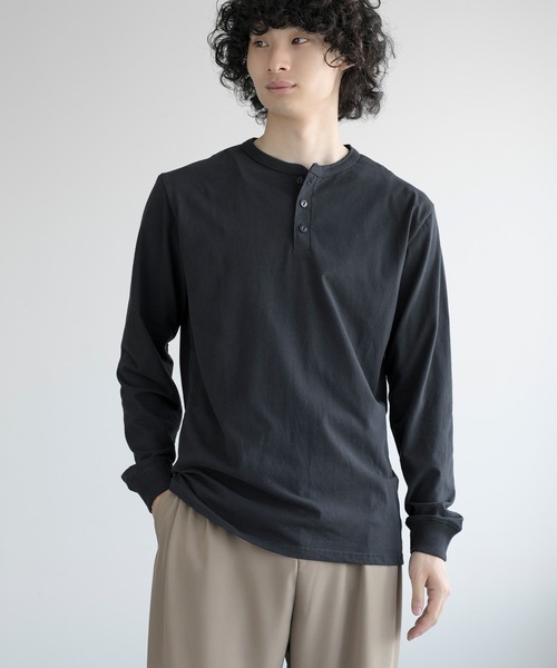 aimoha（アイモハ）の「aimoha men CLASSIC HENLEY LONG SLEEVE（Tシャツ/カットソー・メンズ・グレー/ブラック/ホワイト/ダークグレー/ネイビー・LARGE/X-LARGE/XX-LARGE/XXX-LARGE）」の8枚目の写真