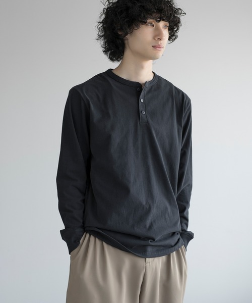 aimoha（アイモハ）の「aimoha men CLASSIC HENLEY LONG SLEEVE（Tシャツ/カットソー・メンズ・グレー/ブラック/ホワイト/ダークグレー/ネイビー・LARGE/X-LARGE/XX-LARGE/XXX-LARGE）」の9枚目の写真