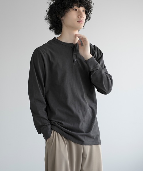 aimoha（アイモハ）の「aimoha men CLASSIC HENLEY LONG SLEEVE（Tシャツ/カットソー・メンズ・グレー/ブラック/ホワイト/ダークグレー/ネイビー・LARGE/X-LARGE/XX-LARGE/XXX-LARGE）」の10枚目の写真