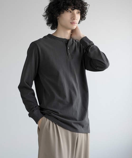 aimoha（アイモハ）の「aimoha men CLASSIC HENLEY LONG SLEEVE（Tシャツ/カットソー・メンズ・グレー/ブラック/ホワイト/ダークグレー/ネイビー・LARGE/X-LARGE/XX-LARGE/XXX-LARGE）」の16枚目の写真