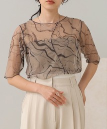 前後2WAYマーブルシアーメッシュトップス