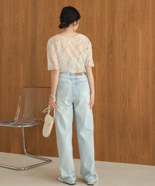 Bab（バブ）の「前後2WAYマーブルシアーメッシュトップス（Tシャツ/カットソー・レディース・ベージュ/モカ/アイボリー・FREE）」の11枚目の写真