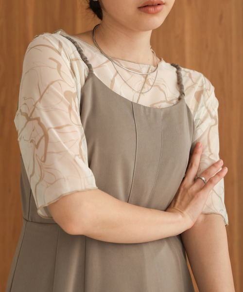 Bab（バブ）の「前後2WAYマーブルシアーメッシュトップス（Tシャツ/カットソー・レディース・ベージュ/モカ/アイボリー・FREE）」の12枚目の写真