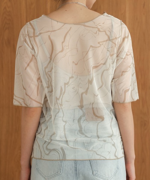 Bab（バブ）の「前後2WAYマーブルシアーメッシュトップス（Tシャツ/カットソー・レディース・ベージュ/モカ/アイボリー・FREE）」の19枚目の写真