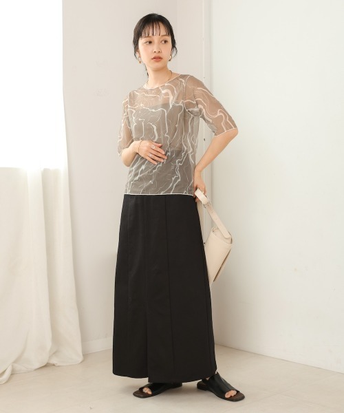 Bab（バブ）の「前後2WAYマーブルシアーメッシュトップス（Tシャツ/カットソー・レディース・ベージュ/モカ/アイボリー・FREE）」の22枚目の写真