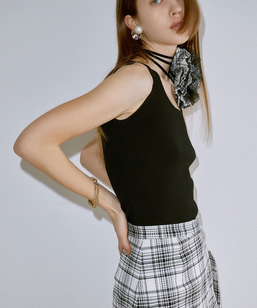 EIMY ISTOIRE（エイミーイストワール）の「リブタンクトップ（タンクトップ・レディース・ホワイト/ラベンダー/グレー/レッド/ネイビー/ブラック・F）」の18枚目の写真