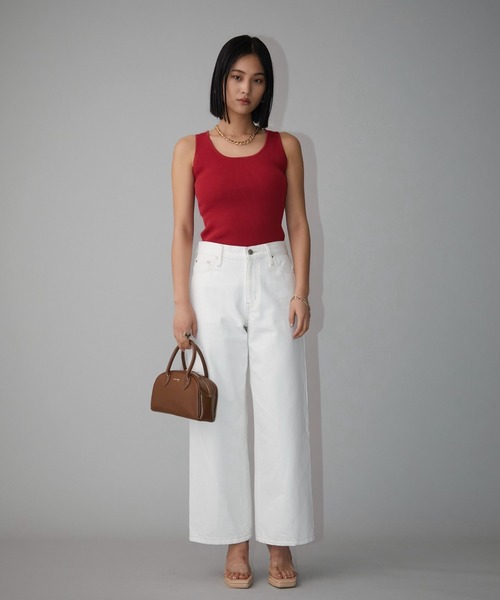 EIMY ISTOIRE（エイミーイストワール）の「リブタンクトップ（タンクトップ・レディース・ホワイト/ラベンダー/グレー/レッド/ネイビー/ブラック・F）」の9枚目の写真