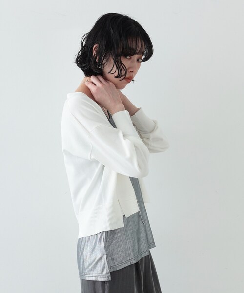 GALLEST（ギャレスト）の「◆リラックスVカーディガン（カーディガン/ボレロ・レディース・ライトグリーン/ブラック/ライトグレー/オフホワイト・38）」の7枚目の写真