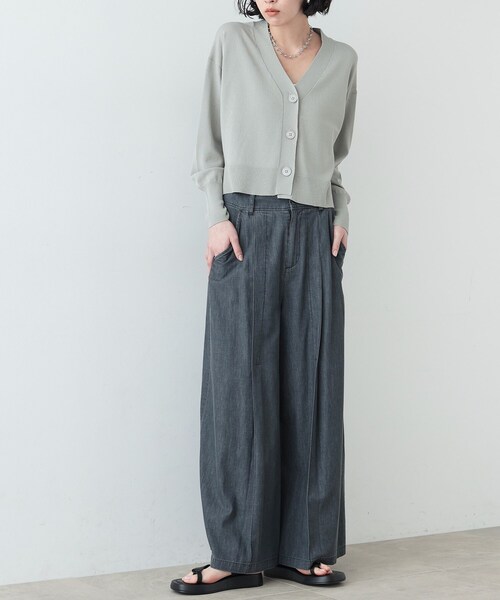 GALLEST（ギャレスト）の「◆リラックスVカーディガン（カーディガン/ボレロ・レディース・ライトグリーン/ブラック/ライトグレー/オフホワイト・38）」の10枚目の写真