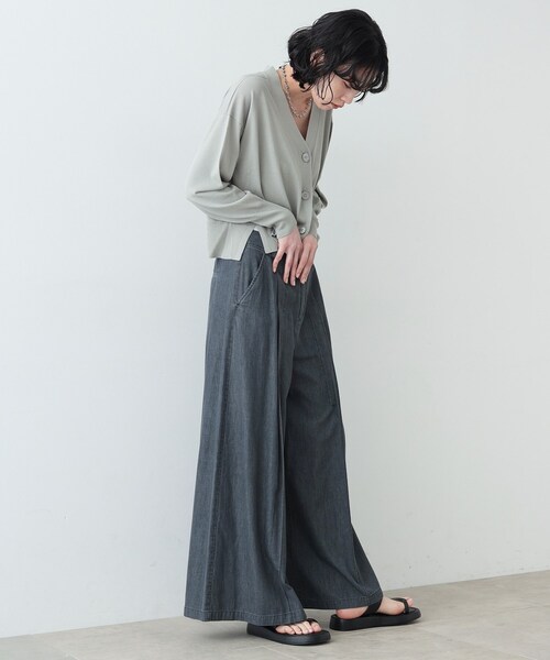 GALLEST（ギャレスト）の「◆リラックスVカーディガン（カーディガン/ボレロ・レディース・ライトグリーン/ブラック/ライトグレー/オフホワイト・38）」の12枚目の写真