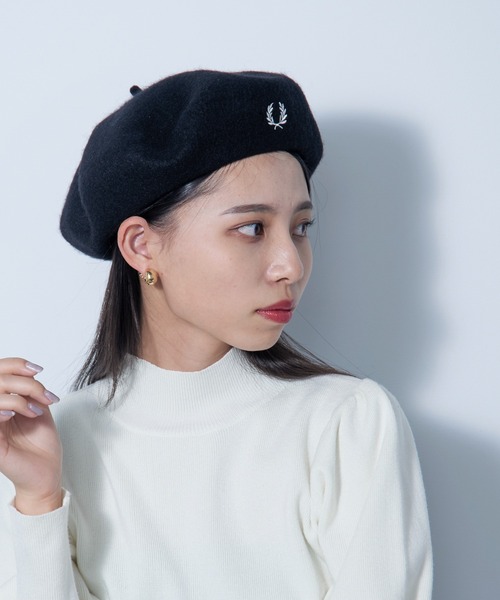 FRED PERRY フレッドペリー ベレー帽 ホワイト アイボリー FRED PERRY フレッドペリー ベレー帽（FRED PERRY フレッド