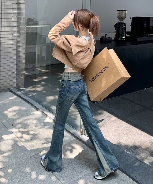 SpRay（スプレイ）の「切替デニムフレアパンツ（デニムパンツ・レディース・ブルー・SMALL/MEDIUM）」の8枚目の写真