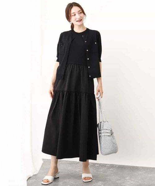 MK MICHEL KLEIN（エムケーミッシェルクラン）の「メタル釦ディティール半袖ニットカーディガン（ニット/セーター・レディース・ブルーグリーン/ブラック/ライトブラウン・38）」の8枚目の写真