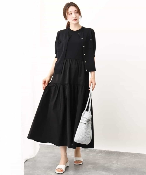 MK MICHEL KLEIN（エムケーミッシェルクラン）の「メタル釦ディティール半袖ニットカーディガン（ニット/セーター・レディース・ブルーグリーン/ブラック/ライトブラウン・38）」の9枚目の写真