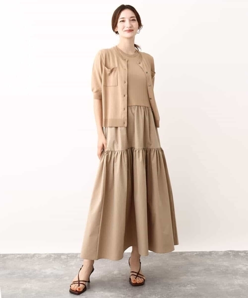 MK MICHEL KLEIN（エムケーミッシェルクラン）の「メタル釦ディティール半袖ニットカーディガン（ニット/セーター・レディース・ブルーグリーン/ブラック/ライトブラウン・38）」の12枚目の写真