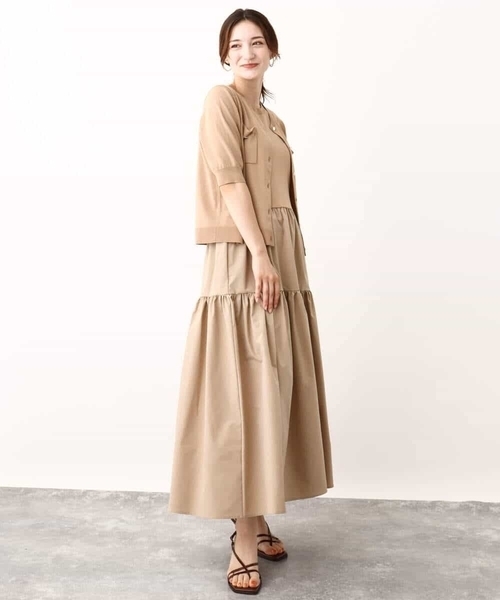 MK MICHEL KLEIN（エムケーミッシェルクラン）の「メタル釦ディティール半袖ニットカーディガン（ニット/セーター・レディース・ブルーグリーン/ブラック/ライトブラウン・38）」の13枚目の写真