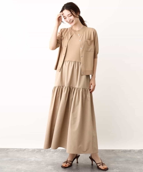 MK MICHEL KLEIN（エムケーミッシェルクラン）の「メタル釦ディティール半袖ニットカーディガン（ニット/セーター・レディース・ブルーグリーン/ブラック/ライトブラウン・38）」の14枚目の写真