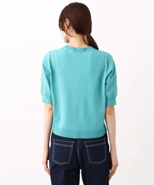 MK MICHEL KLEIN（エムケーミッシェルクラン）の「メタル釦ディティール半袖ニットカーディガン（ニット/セーター・レディース・ブルーグリーン/ブラック/ライトブラウン・38）」の21枚目の写真