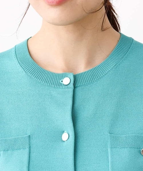 MK MICHEL KLEIN（エムケーミッシェルクラン）の「メタル釦ディティール半袖ニットカーディガン（ニット/セーター・レディース・ブルーグリーン/ブラック/ライトブラウン・38）」の22枚目の写真